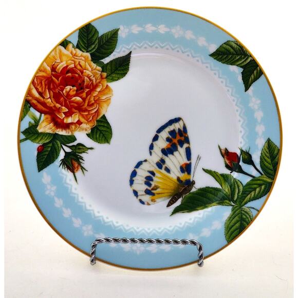 PLATE-SALAD/LUNCHEON-WILLIAMS SONOMA-Butterfly-Floral-Rare Spring Garden - Picture 1 of 7